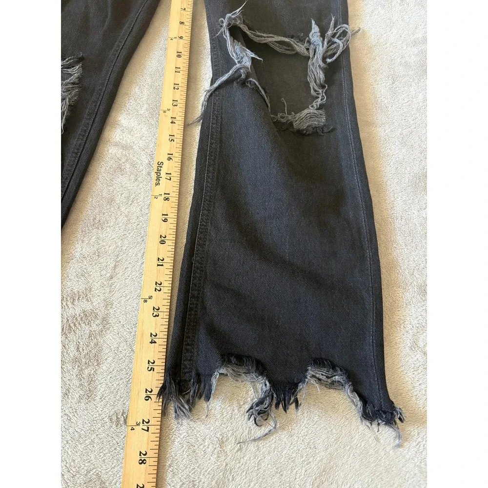 We The Free Distressed Ripped Jeans Black Wash Denim Raw Hem‎ Size 27 - Picture 4 of 9